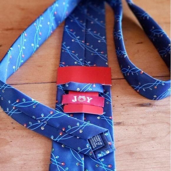 Men's Christmas Lights Holiday Tie Blue Fun Festive - Picture 5 of 5